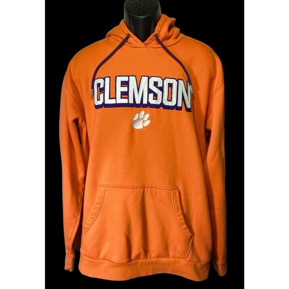 CLEMSON TIGERS Sweatshirt Men Size XL Orange Hoodie Champion Fleece Pullover - Picture 1 of 9